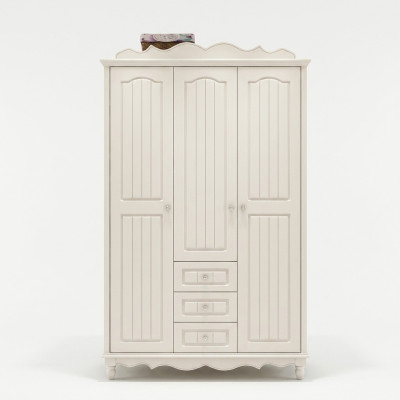 Country style furniture classic wardrobe cabinet wood bedroom white