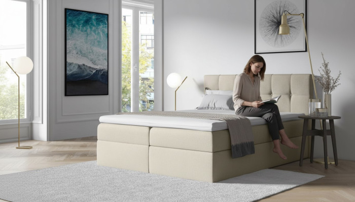 Fabric box spring bed textile design double hotel bedroom modern bed beds