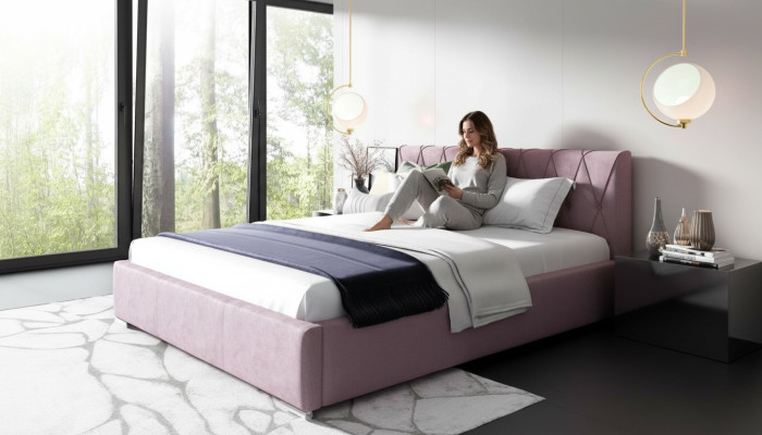 Bed Frame Upholstered Bed Beds Double Hotel 180x200 Bedroom Pink Furniture