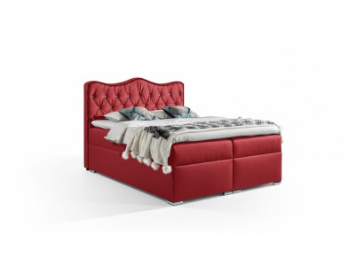 Double bed, bed, box spring bed with storage box, matrimonial bed, beds, upholstered bed, red, new