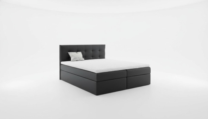 Marital bed, beds, upholstered bed, box spring bed, double bed, bed with storage box, black.