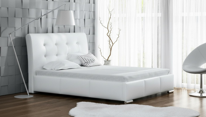Marital bed bed frame beds upholstered bed double bed white polyester contemporary