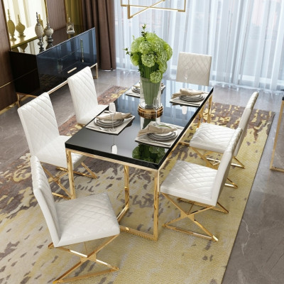Luxury dining table, dining room furniture, furnishings, table, gold metal dining tables