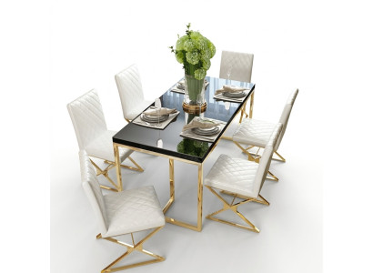 Luxury dining table, dining room furniture, furnishings, table, gold metal dining tables
