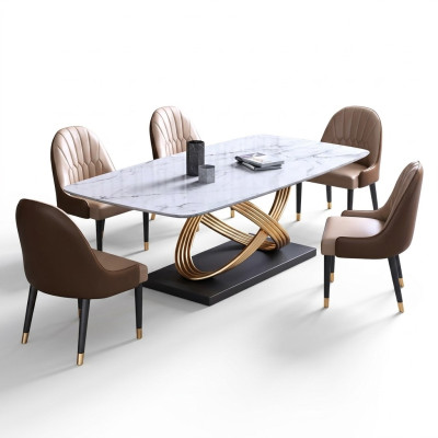 Luxury Table Metal Dining Table Mega Design Tables Stainless Steel Marble Imitation Dining Table