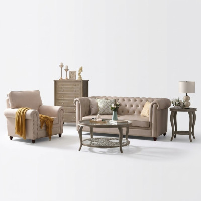 Chesterfield Sofa Set 321 Living Room Landscape Seating Design Couch Sofas Leather Sofa