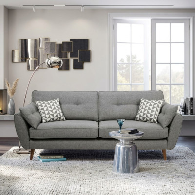 Upholstered Sofa 2-Seater Textile Seat Design Couch Sofas Fabric Gray 226 cm New