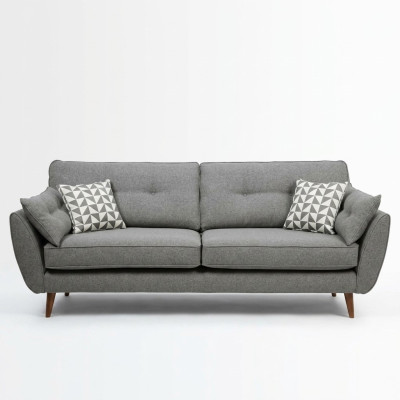 Upholstered Sofa 2-Seater Textile Seat Design Couch Sofas Fabric Gray 226 cm New
