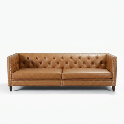 Sofa 4-seater Upholstered Sofa Modern Seat Polyester Design Couch Orange