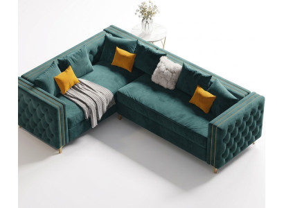 L-shaped sectional corner upholstered sofa couch fabric Chesterfield furniture