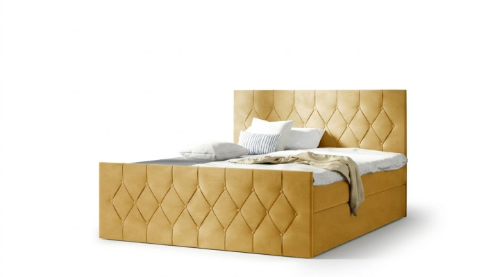 Upholstered bed beds bed padding designer box spring luxury design yellow 200x200 new