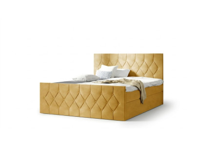 Upholstered bed beds bed padding designer box spring luxury design yellow 200x200 new
