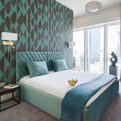 Double design bed modern hotel textile luxury sleeping room beds bed frame