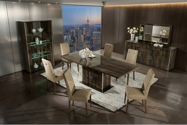 Dining room set with table and 6 upholstered chairs group of 7 pieces