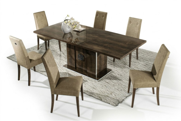 Dining room set with table and 6 upholstered chairs group of 7 pieces