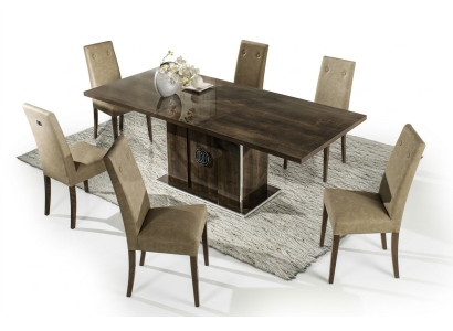 Dining room set with table and 6 upholstered chairs group of 7 pieces