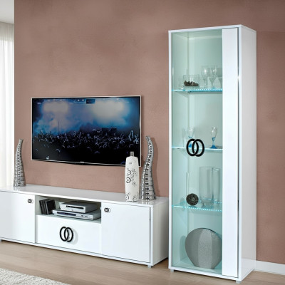 Display cabinet 1 door design living room furniture white Italy