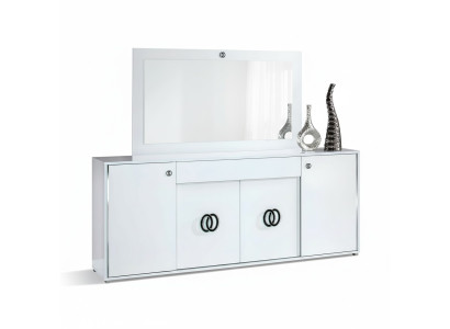 Design dresser set with mirror glossy wood XXL luxury wardrobe