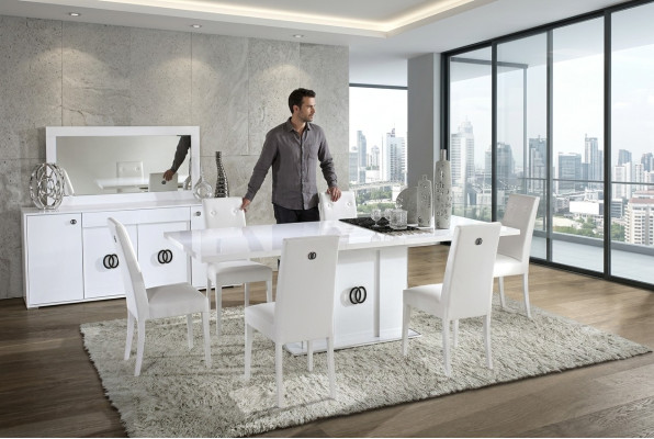 7-piece dining table and chair set with modern design