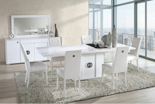 7-piece dining table and chair set with modern design