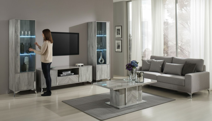 Mobile TV furniture living room 2x showcase modern design 3-piece set
