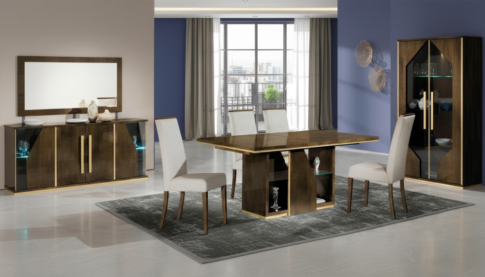 Set of 5 chairs and modern wooden dining table