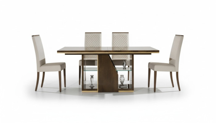 Set of 5 chairs and modern wooden dining table