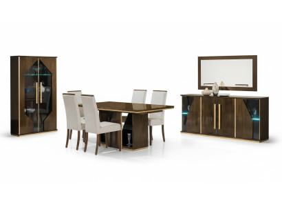 Luxury modern design wooden dining table shiny brown furniture