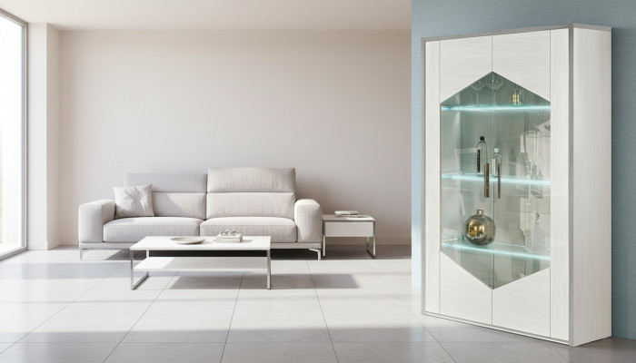 White 2-door display cabinet modern design