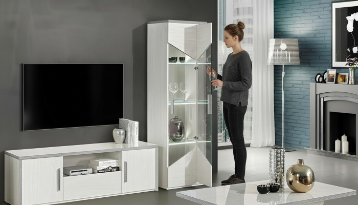 White display cabinet with 1 door modern design
