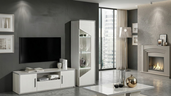 White display cabinet with 1 door modern design