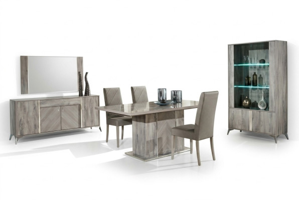 Set of 4 modern wooden dining chairs