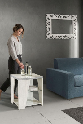 Modern wooden coffee table, luxury furniture, square white table