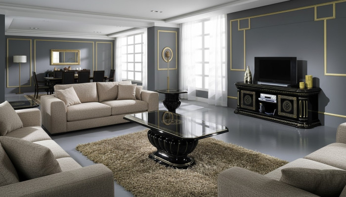 Luxury wooden coffee table, sofa table, black table