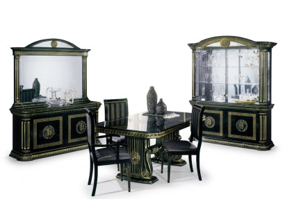 Luxury furniture set for dining room, table, chairs, chest of drawers, display cabinet, mirror, new, 8 pieces.