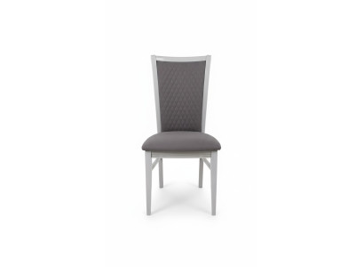 Dining room chair, wooden chair, gray fabric with armrest, relaxed design, armchair, Italy