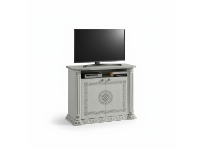 Glossy TV lowboard design shelves wood Italy