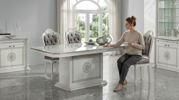 Modern white wooden dining table Italian furniture