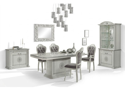 Dining room set table chairs chest display group white 7 pieces