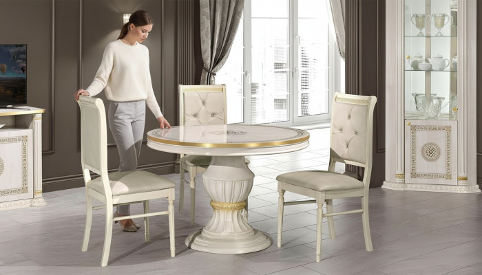 Round wooden table, classic baroque furniture, new