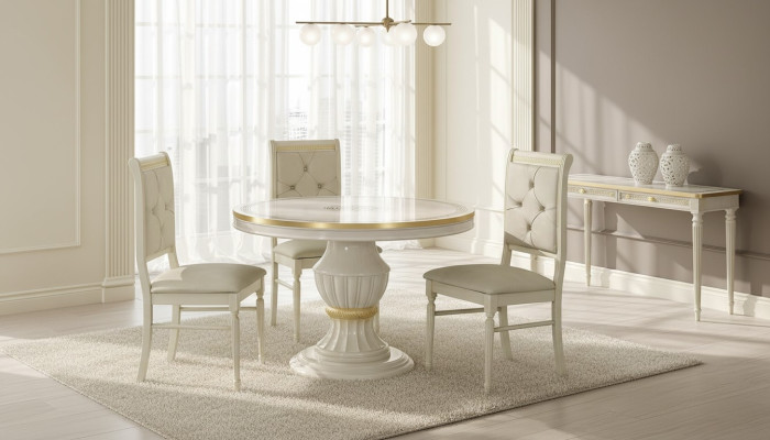Round wooden table, classic baroque furniture, new