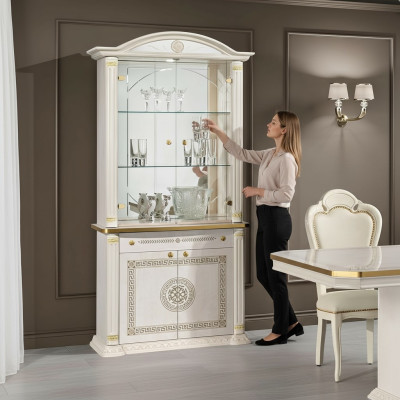 Glass display cabinet bar home baroque cabinets shelf wood display new furniture