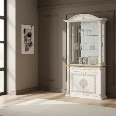 Glass display cabinet bar home baroque cabinets shelf wood display new furniture
