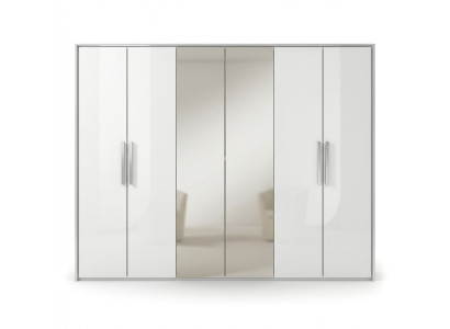 Mirror wardrobe for bedroom with 6 wooden doors