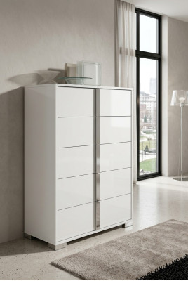 High wooden drawer cabinet white Italy