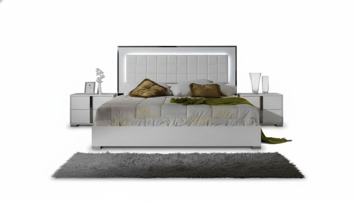 Wooden bed with modern nightstands 3 pieces