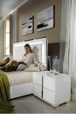 Modern white wooden bedside table