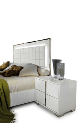 Modern white wooden bedside table