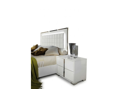 Modern white wooden bedside table