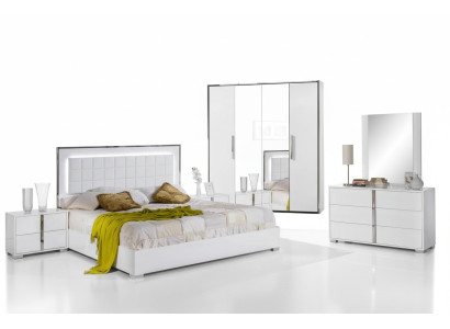 Bedroom furniture set with bed, nightstand, wardrobe, chest of drawers and mirror, 6 new pieces